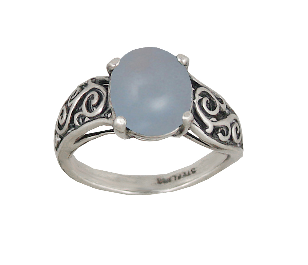Sterling Silver Filigree Ring With Chalcedony Size 6